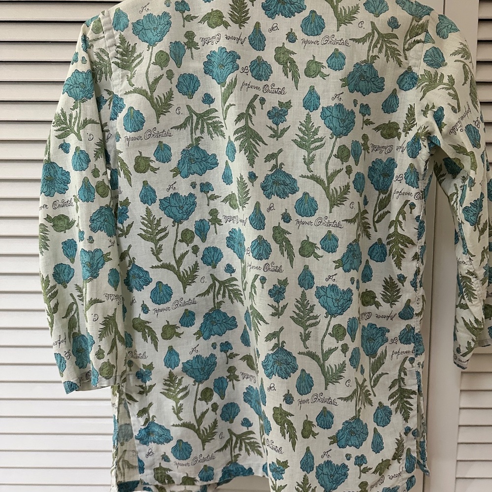Vintage Peck & Peck Button Up Collarless Blouse Botanical Print Small - Picture 11 of 13